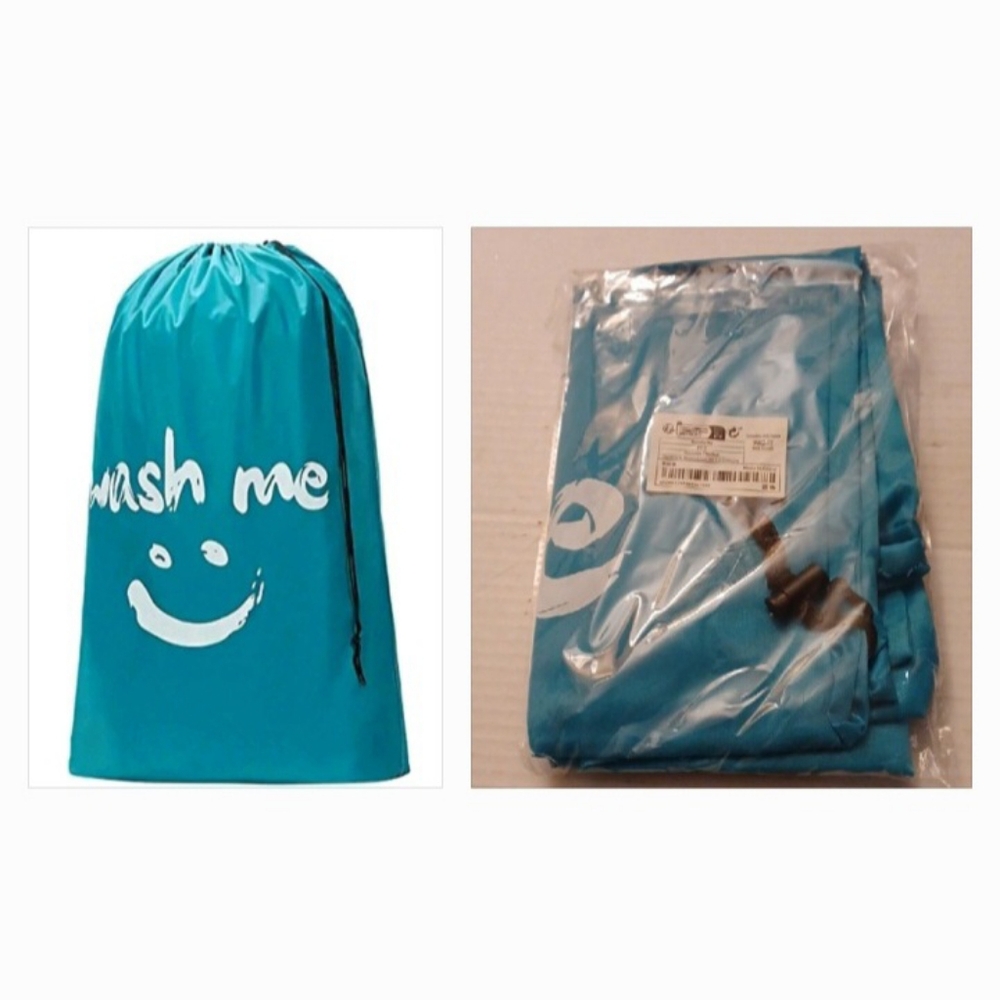 4/$40 New Teal Blue Laundry Bag with White Print